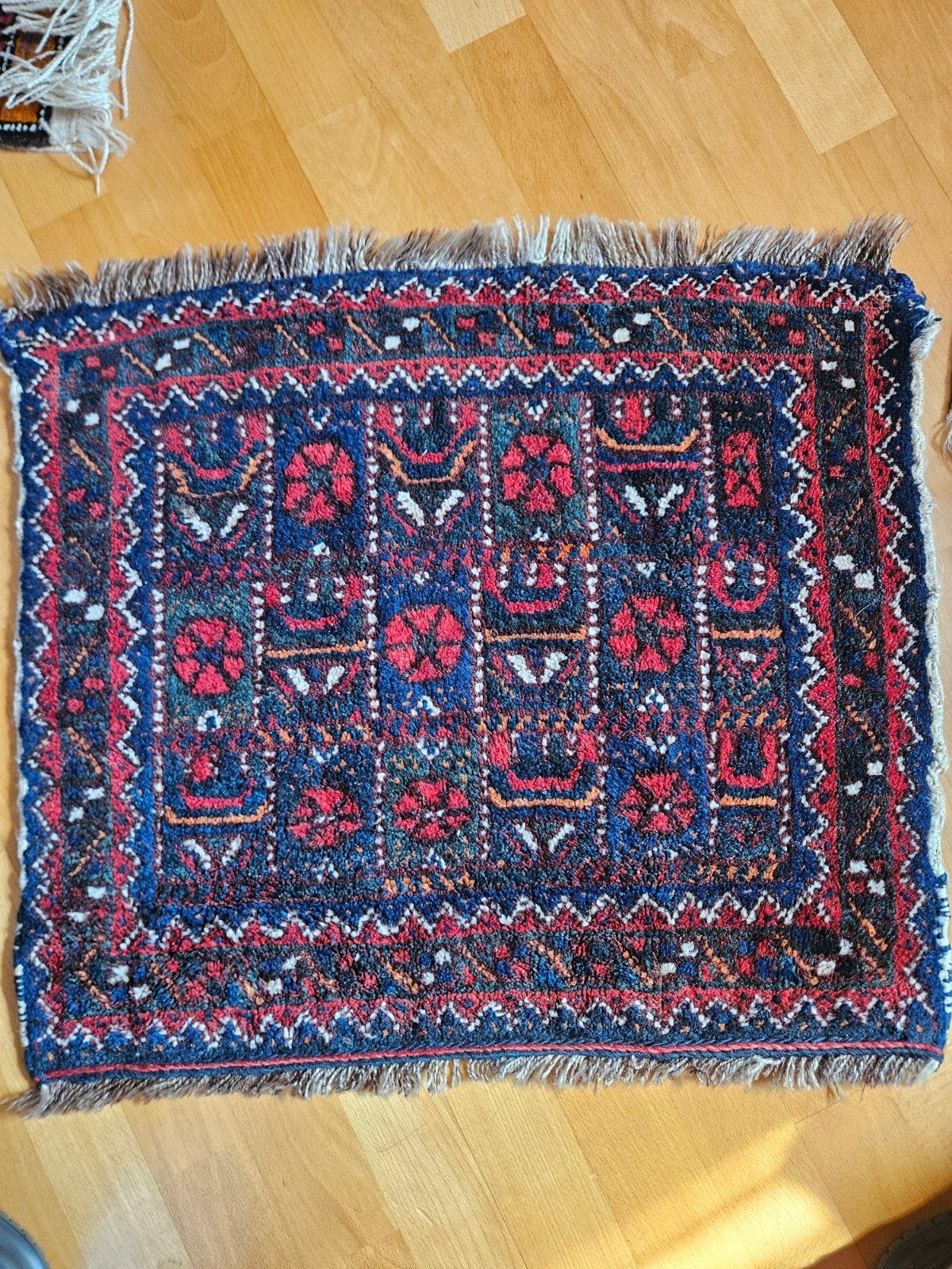 Authentiek Perzisch tapijtje - 65 x 60 cm, Gebruikt, 50 tot 100 cm, Blauw, Rechthoekig