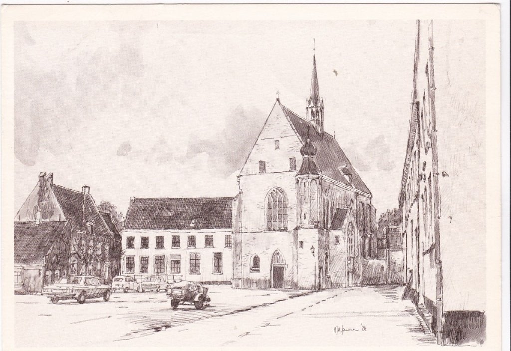 Harderwijk Catharijnenkapel met kl. 1980 tek. Marius Jansen., Ophalen, 1980 tot heden, Gelopen, Gelderland