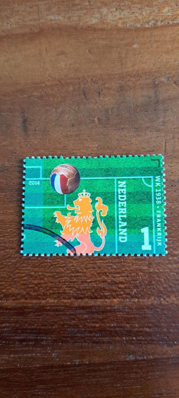 Zegel Voetbal Oranje WK 2014 .gestempeld., Ophalen of Verzenden