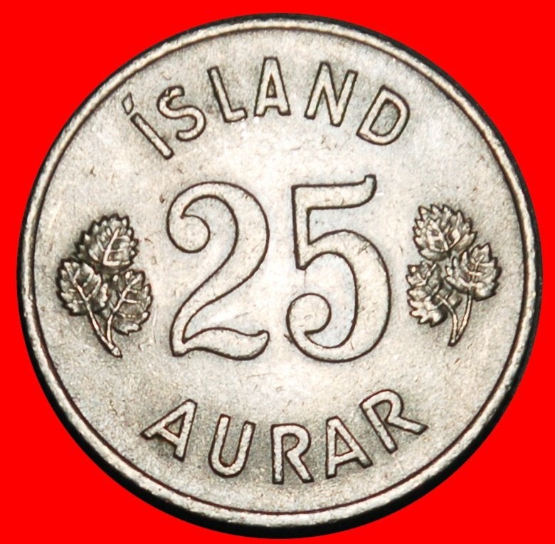 Ⰺ GREAT BRITAIN BIRCH (1946-1967): ICELAND 25 ORE 1959!, Ophalen of Verzenden, Overige landen, Losse munt