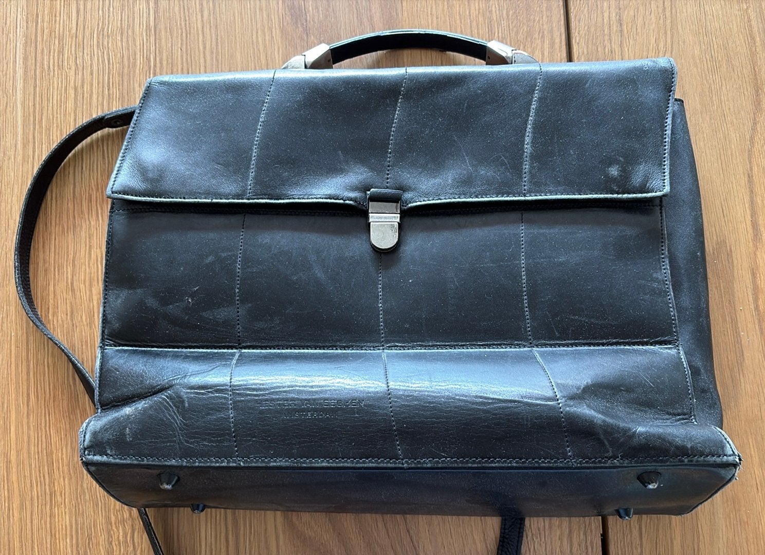 Hester van Eeghen leren werktas/laptoptas – zwart –, Zwart, Aktetas of Boekentas, Zo goed als nieuw, Leer