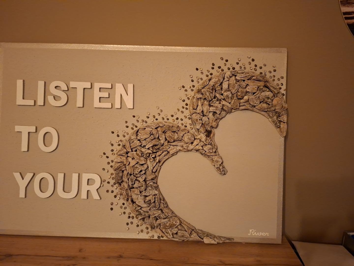 Modern schilderij 'Listen to your heart' met 3D-effect, Ophalen, Hout, 3D-effect, Overig onderwerp