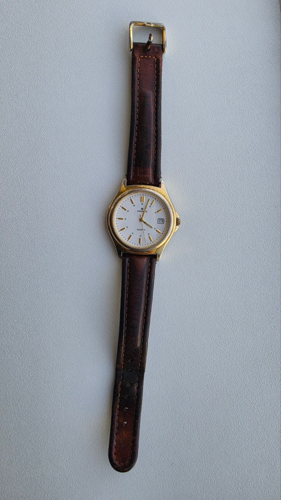 Junghans Quartz horloge - Batterij nodig, buitenkans!, Ophalen of Verzenden, Leer, Overige merken
