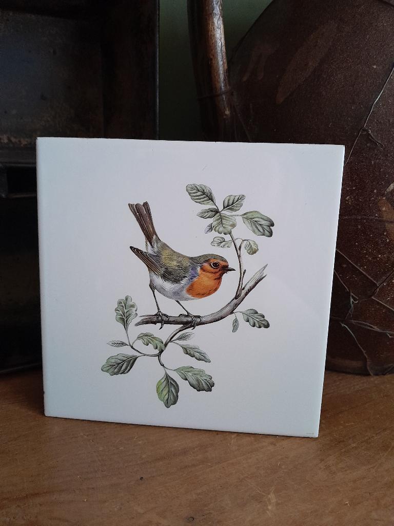 ~ Vintage Villeroy & Boch Wandtegel Roodborstje Vogel Tegel, Antiek en Kunst, Antiek | Wandborden en Tegels, Ophalen of Verzenden