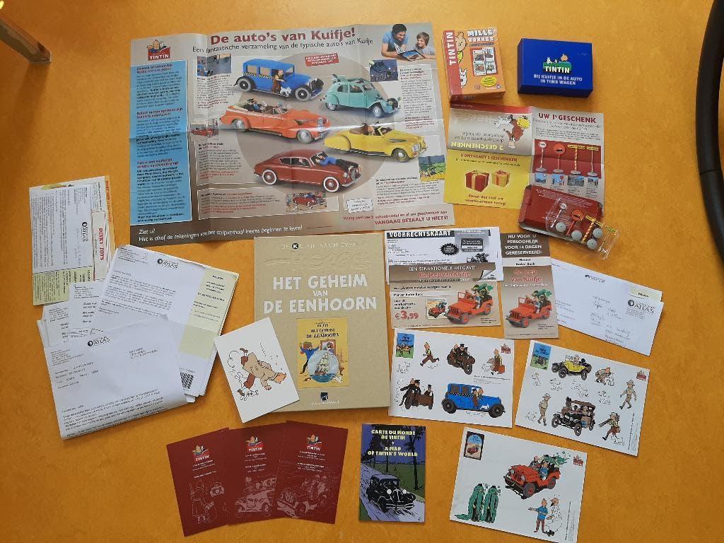 Kuifje Atlas editions modelauto's rekeningen presentjes boek, Beeldje of Figuurtje, Ophalen of Verzenden, Zo goed als nieuw, X