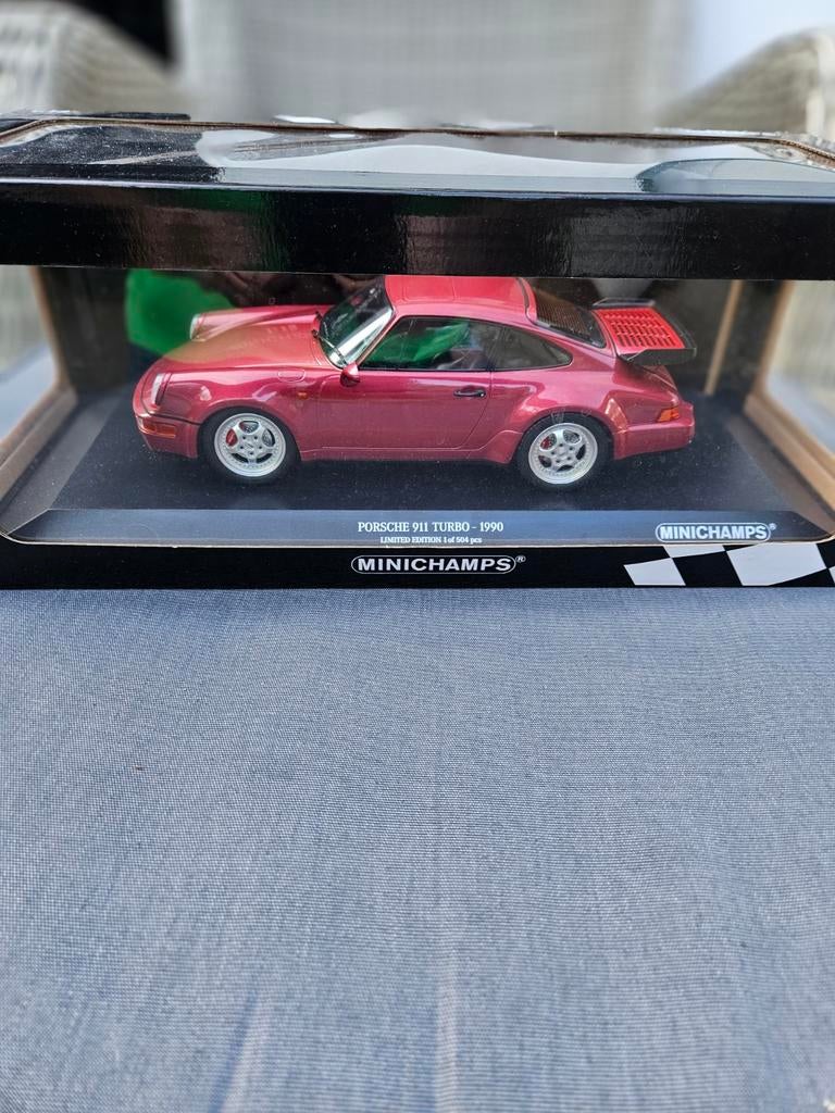 1/18 minichamps porsche 911 turbo 1990 rood, Hobby en Vrije tijd, Modelauto's | 1:24, Ophalen of Verzenden, Nieuw, Bburago