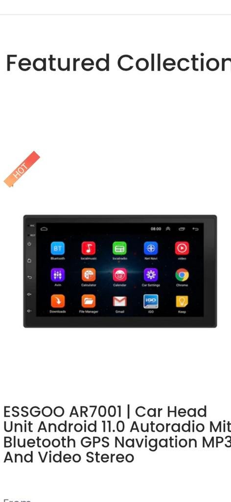 ESSGOO AR7001 Android 11.0 Autoradio met GPS en Bluetooth, Auto diversen, Autoradio's, Nieuw, Ophalen of Verzenden
