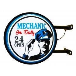 Mechanic on Duty dubbelzijdige uithang garage verlichting, Verzamelen, Am, Lichtbak of (neon) lamp, Nieuw, Ophalen of Verzenden