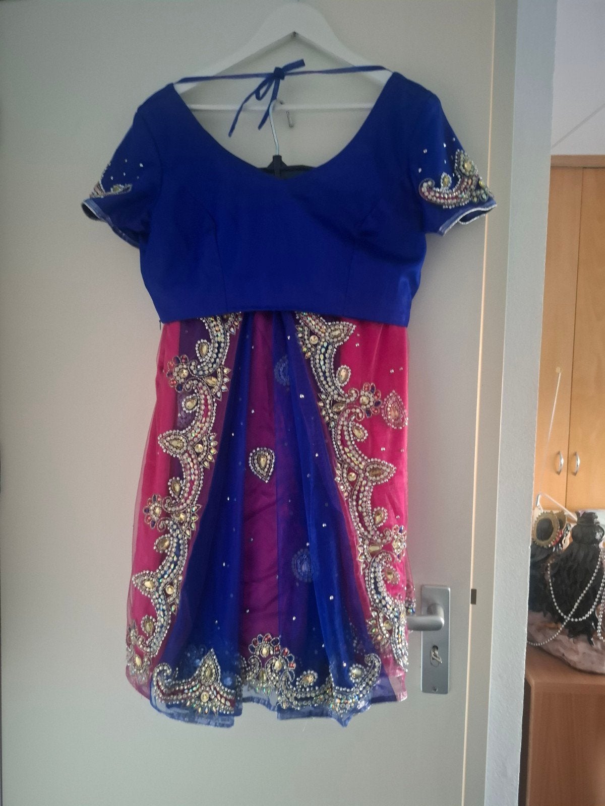 Prachtige Sari met blouse en rok - Maat S (36), Overige typen, Meerkleurig, Ophalen of Verzenden, Zo goed als nieuw