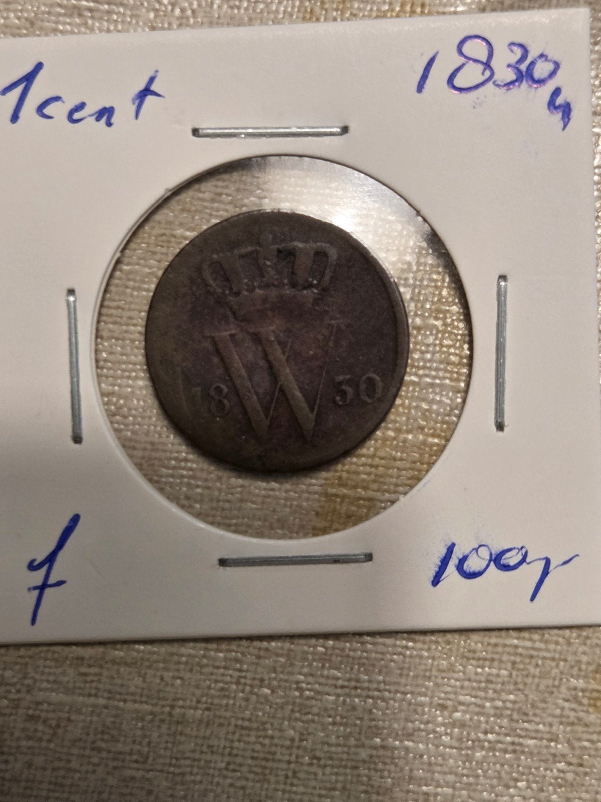 Zeldzame 1 Cent Munt Willem I uit 1830, Postzegels en Munten, Ophalen of Verzenden, Koning Willem I, 1 cent, Losse munt