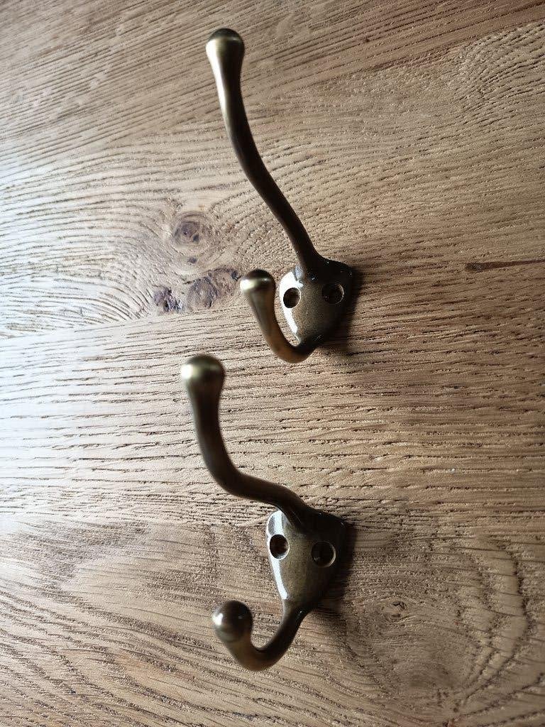NIEUW! 2 jas wandhaken messing/ brons, Wandkapstok, Nieuw, Ophalen of Verzenden, Minder dan 100 cm
