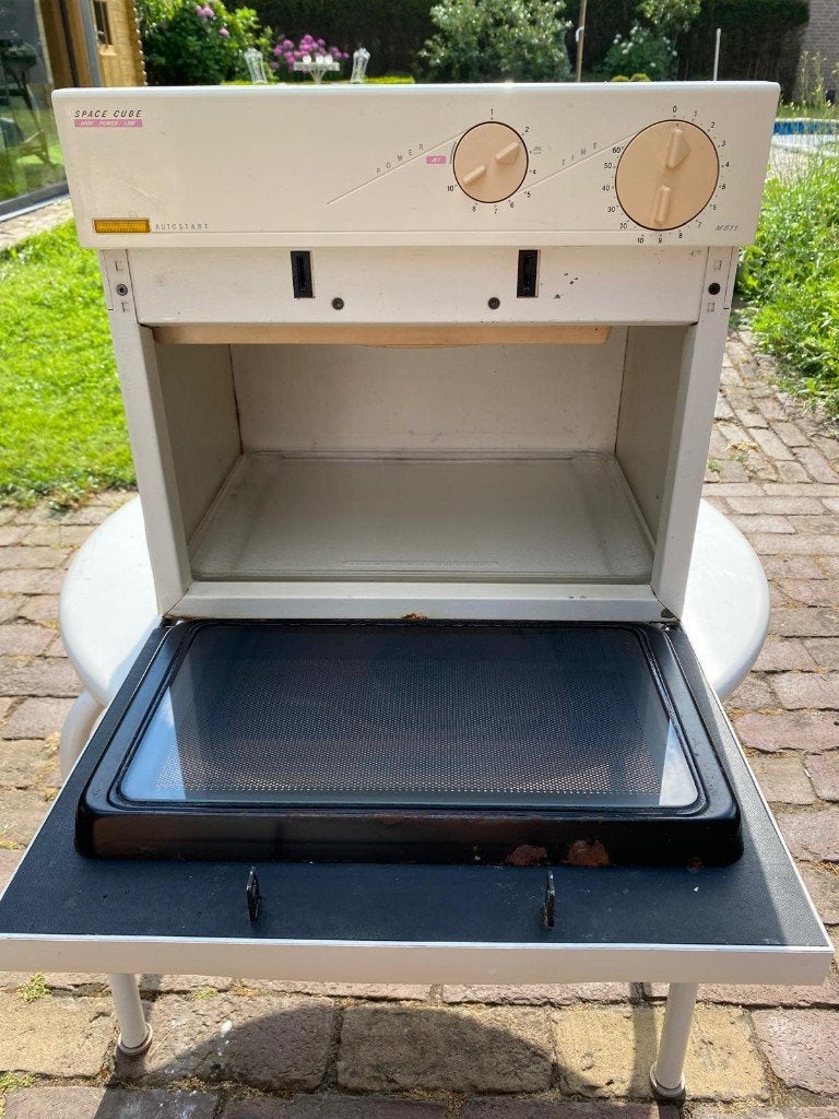 Vintage Philips Whirlpool M611 'Space Cube' Magnetron, Ophalen, Gebruikt, Minder dan 45 cm, Grill