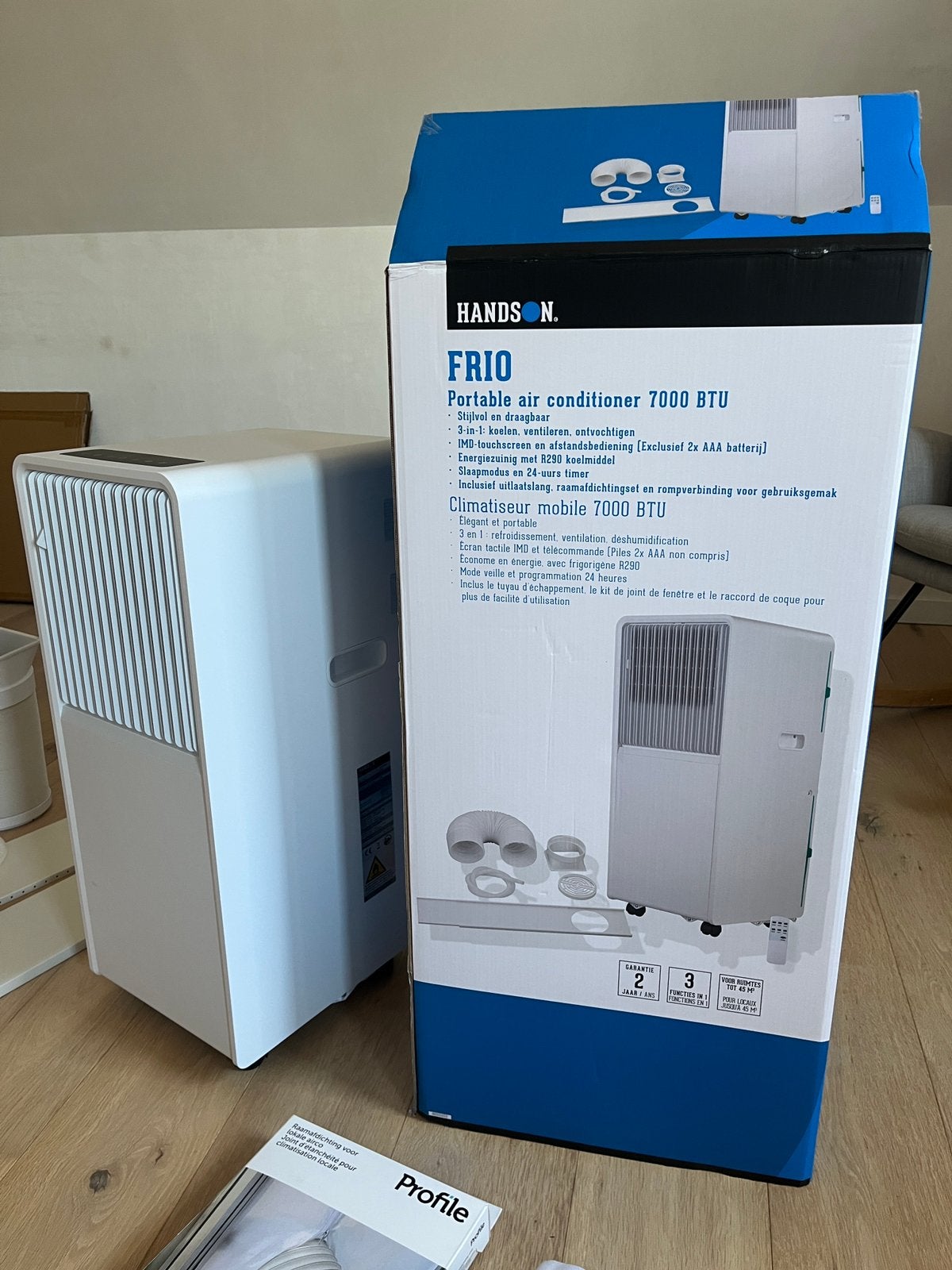 Handson mobiele airco 7000 BTU - zo goed als nieuw, Witgoed en Apparatuur, Airco's, Ophalen, Minder dan 60 m³, 3 snelheden of meer