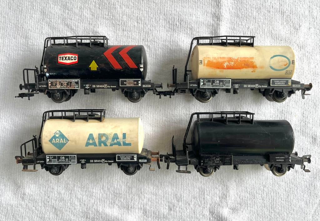 4x Fleischmann DB Ketelwagons Aral/Texaco/Esso H0, Gebruikt, Gelijkstroom, Fleischmann, Wagon