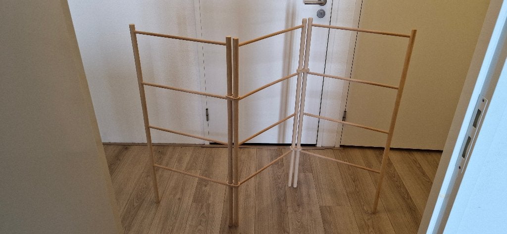Wasrek, Ophalen, Hout, Gebruikt, Beige