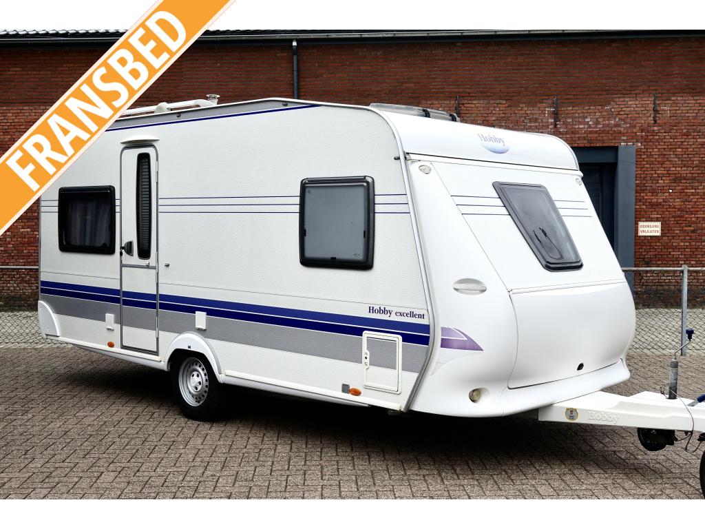 Hobby Excellent 460 UFE 2007 Voortent Fietsrek 1400 KG, Schokbreker, Rondzit, Hobby, Dwarsbed