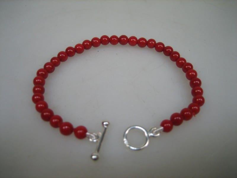 Antieke bloedkoralen Baby Armbandje zilveren Kapittelstokje, Verzenden, Nieuw, Rood, Armband