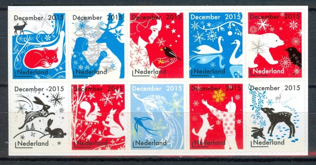 Ned. NVPH 3363-3372 Decemberzegels 2015, Postzegels en Munten, Ophalen of Verzenden, Na 1940, Postfris