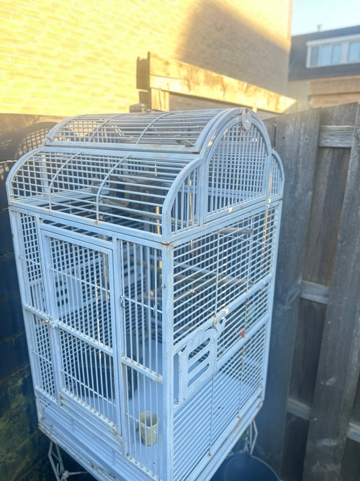 Stevige papegaaienkooi vogelkooi wit met zitstokke, Ophalen, Metaal, Vogelkooi