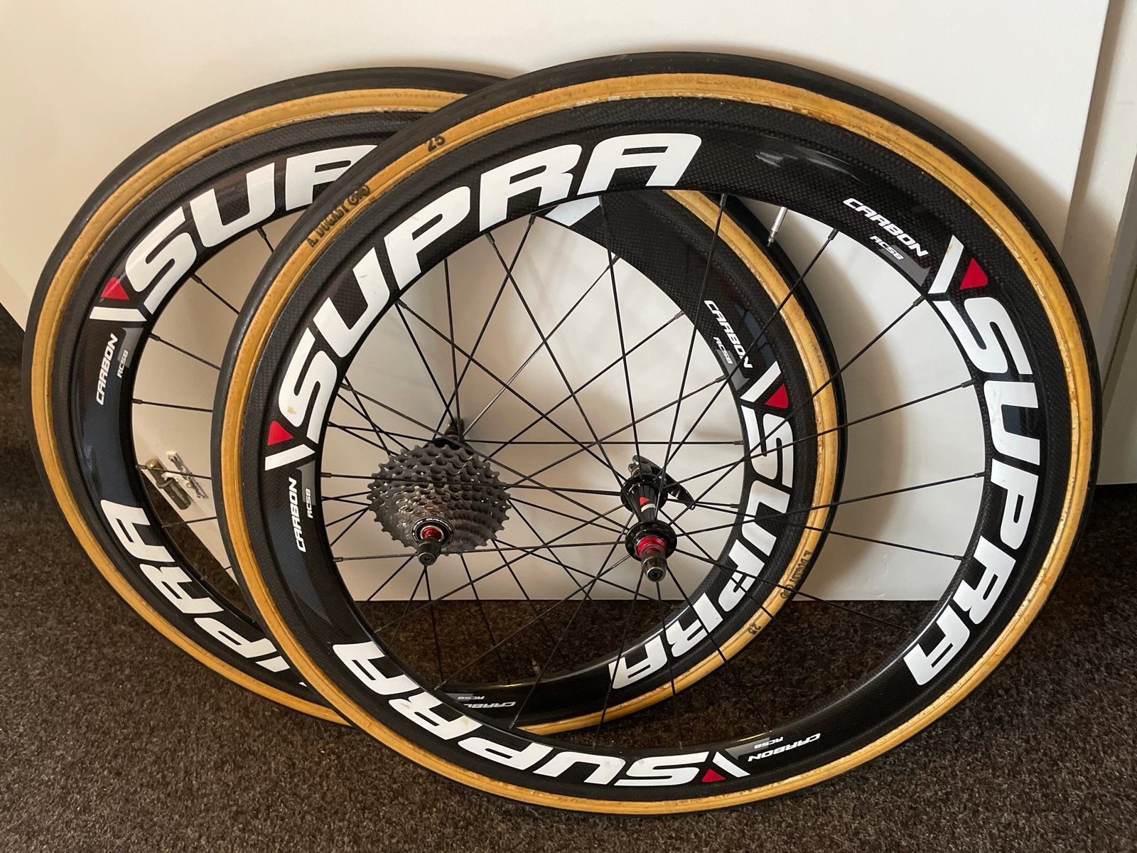 Supra Carbon Wielen met A.Dugast tubes, Gebruikt, Racefiets, Carbon, Ophalen