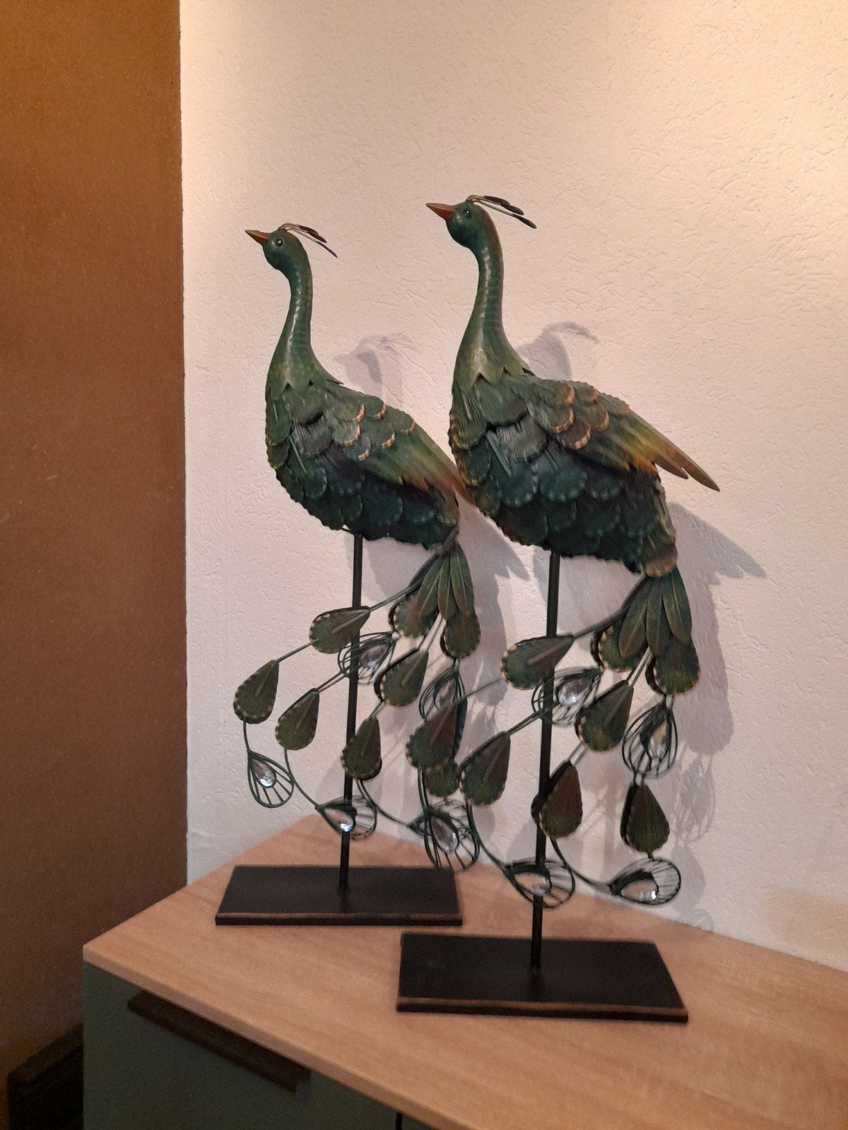 2 Pauwen vogels, Antiek en Kunst, Ophalen, 80 cm, Meerkleurig, Metaal