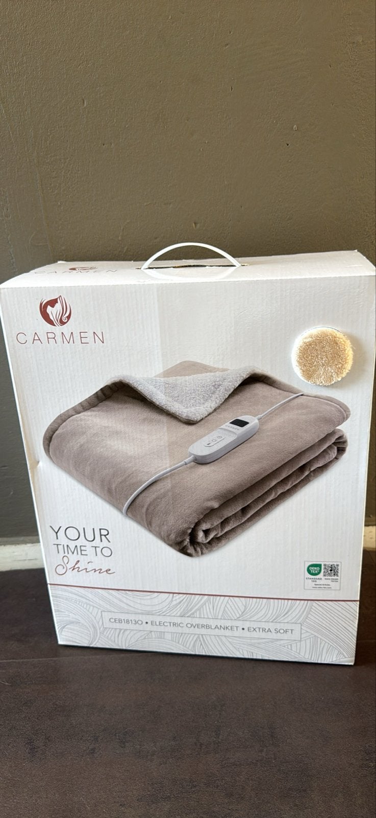 Carmen Elektrische Overdeken CEB1813O - Extra Zacht, Ophalen, Eenpersoons, Bruin, Nieuw