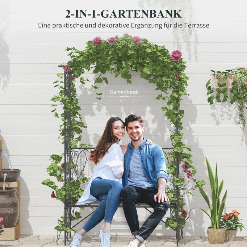 Metalen Tuinbank met Pergola - Zwart, Ophalen of Verzenden, Nieuw