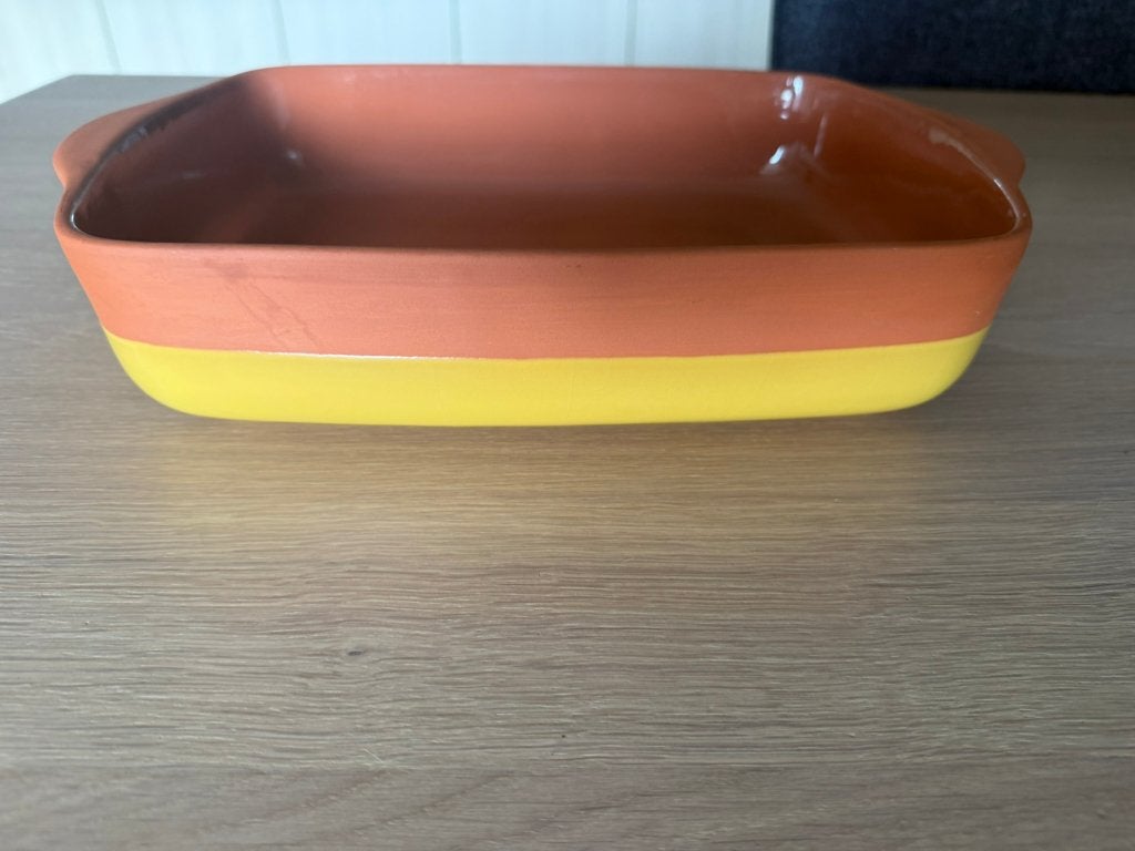 Jamie Oliver Grote Ovenschaal Geel Terracotta 31 x 23, Ophalen of Verzenden, Gebruikt