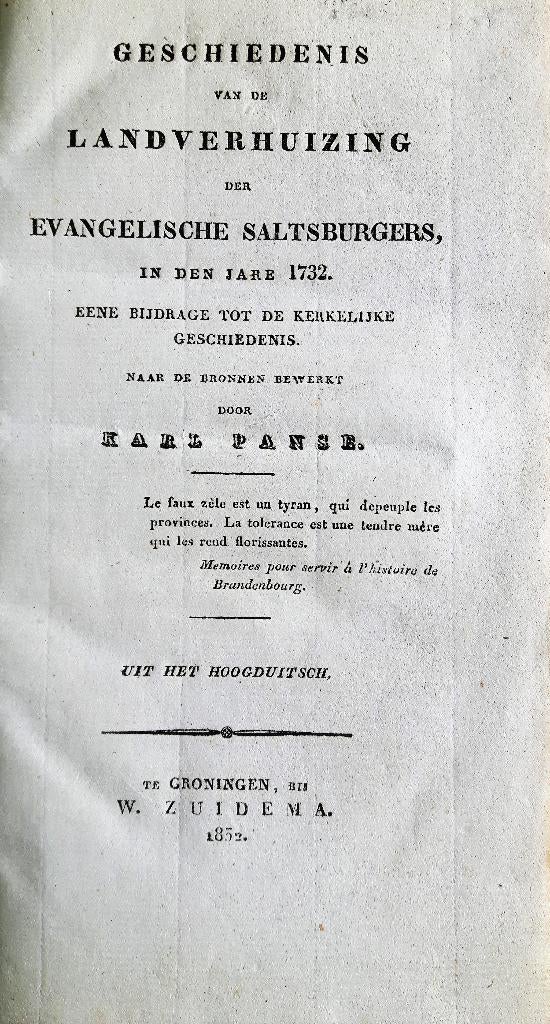 De landverhuizing der Evangelische Saltsburgers (1832), Antiek en Kunst, Ophalen of Verzenden, Panse, Karl