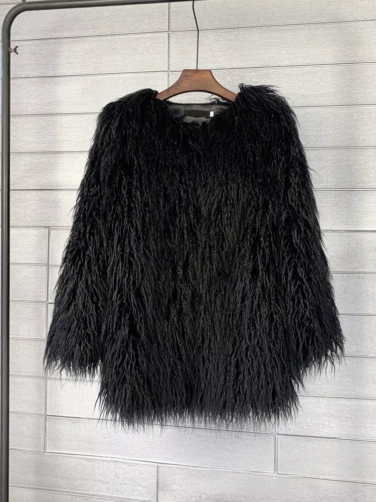 Zwarte dames bontjas in diverse maten, Kleding | Dames, Verzenden, Nieuw, Maat 38/40 (M), Zwart