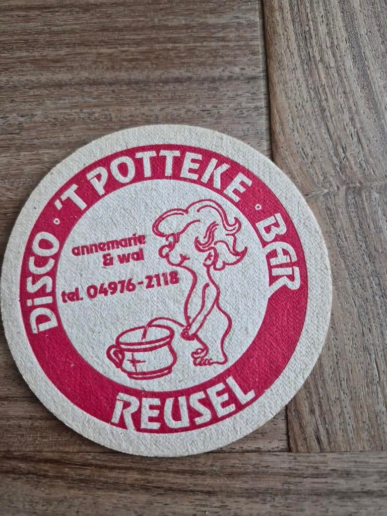 Vintage bierviltje Disco 't Potteke Bar Reusel, Ophalen of Verzenden
