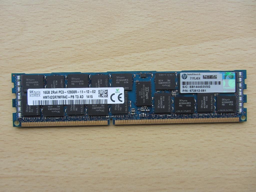 Hynix 16GB PC3-12800 DDR3-1600MHz ECC Registered CL11, Computers en Software, RAM geheugen, Server, DDR3, Ophalen of Verzenden