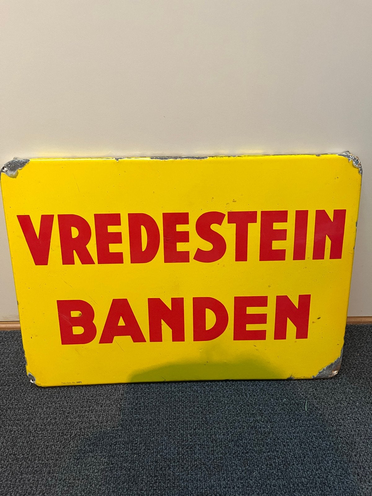 Vintage Vredestein Banden reclamebord - Emaille, Antiek en Kunst, Antiek | Emaille, Ophalen