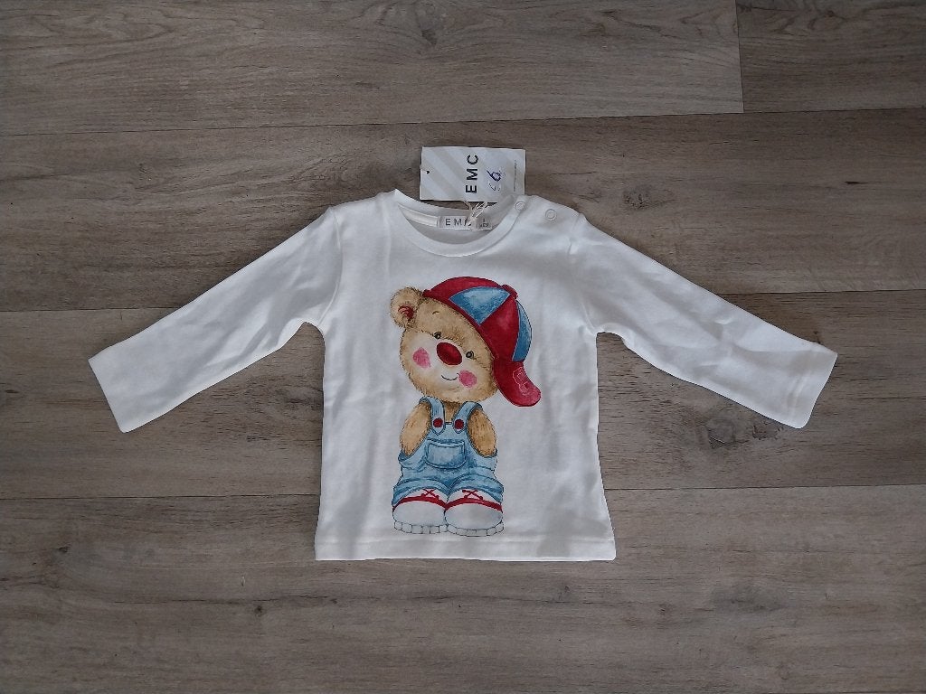 EMC wit shirtje met leuke print maat 74 NIEUW, Kinderen en Baby's, Babykleding | Maat 74, EMC, Jongetje of Meisje, Nieuw, Ophalen of Verzenden