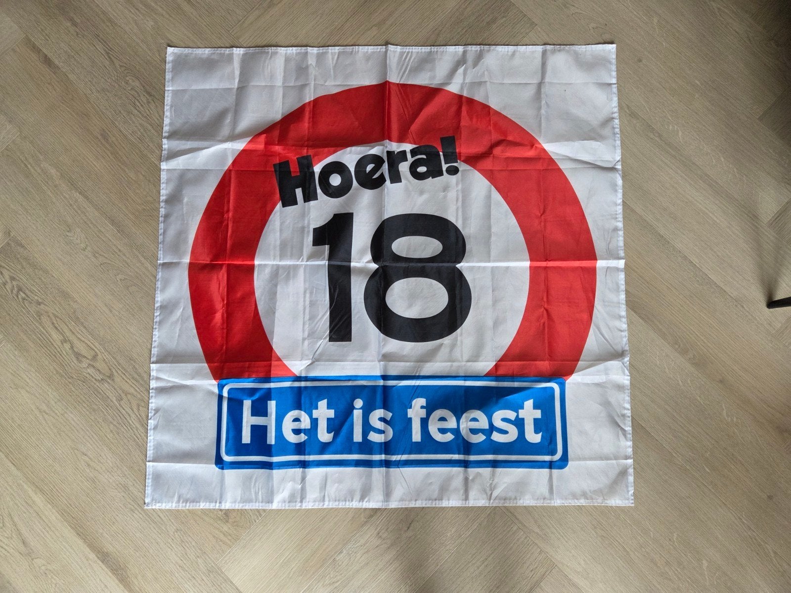 Hoera 18 banner / spandoek, Ophalen of Verzenden, Versiering, Verjaardag