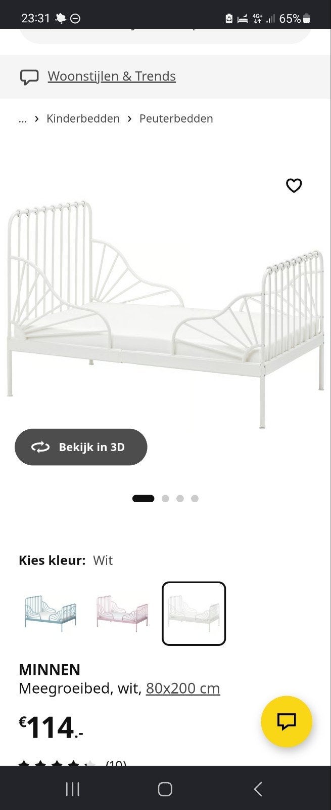 Ikea minnen peuterbed , eenpersoonsbed meegroeibed 80/200, Ophalen, Overige materialen, Minder dan 4 cm, 15 m² of meer