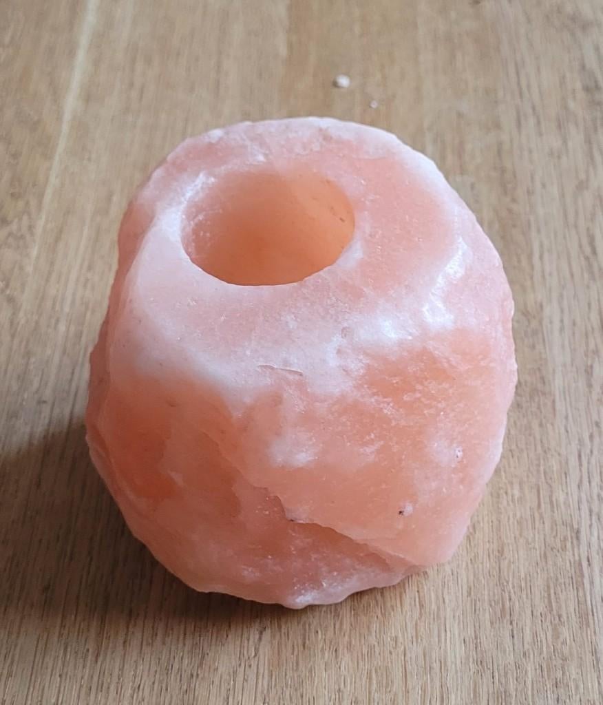 2 Zoutstenen theelichthouders, Ophalen of Verzenden, Zo goed als nieuw, Minder dan 50 cm