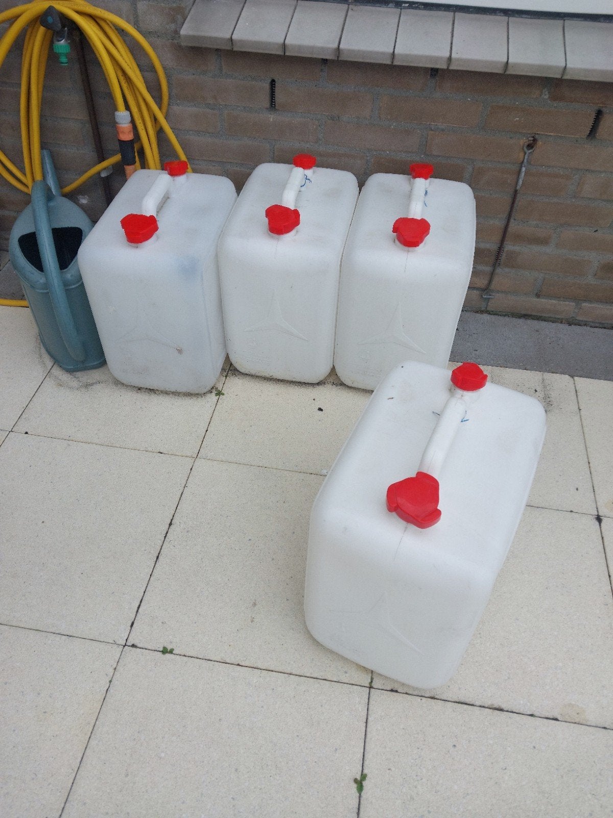 4x Jerrycan 25 liter - Wit met rode doppen, Ophalen of Verzenden
