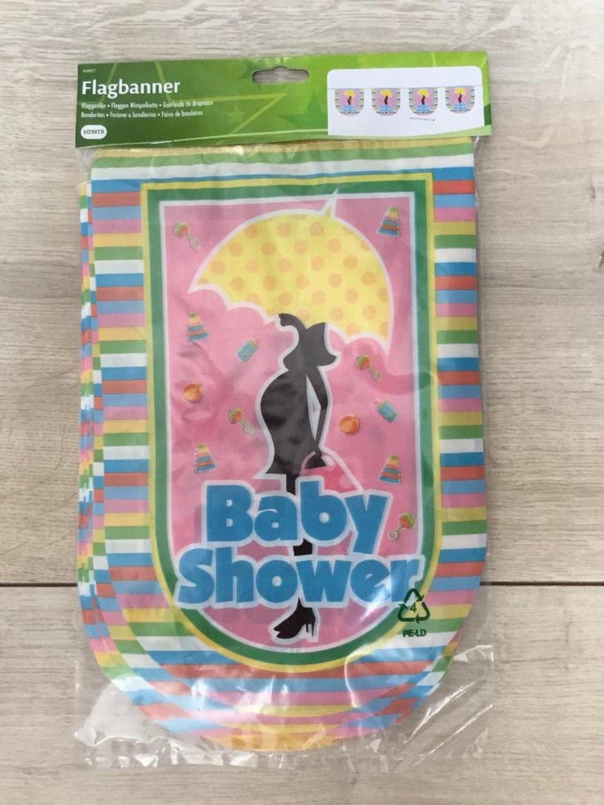 Vlaggenlijn / slinger Baby Shower - 10 m | babyshower, Ophalen of Verzenden, Nieuw, Versiering, Geboorte of Huwelijk