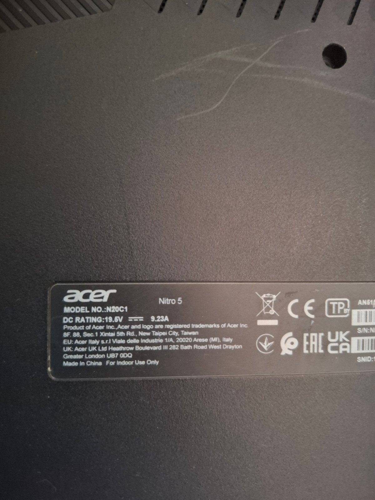 Acer Nitro 5 (N20C1) - Defect / Voor onderdelen of reparatie, Ophalen of Verzenden, Niet werkend