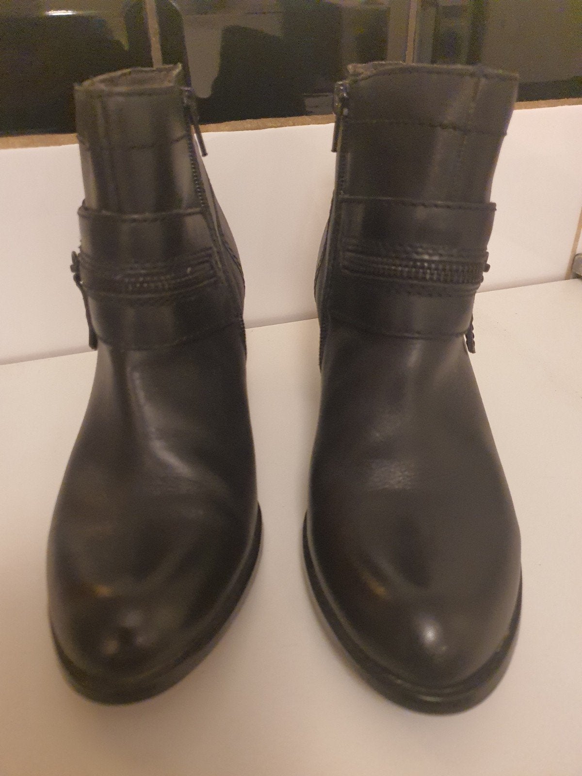 Zwarte leren enkellaarzen met gespen, Kleding | Dames, Schoenen, Ophalen, Zwart, Lage of Enkellaarzen, Excellent