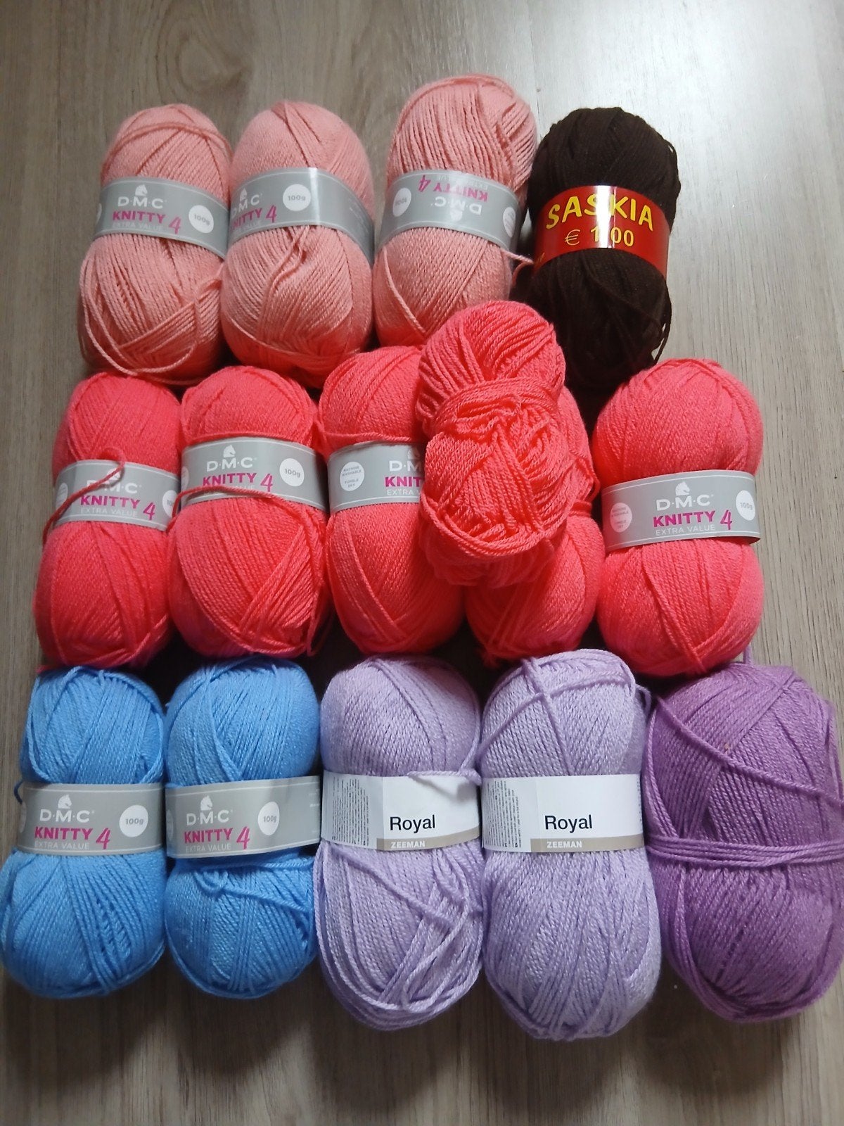 Diverse bollen wol - DMC Knitty 4, Royal, Saskia, Hobby en Vrije tijd, Breien en Haken, Ophalen of Verzenden, Nieuw, Breien of Haken