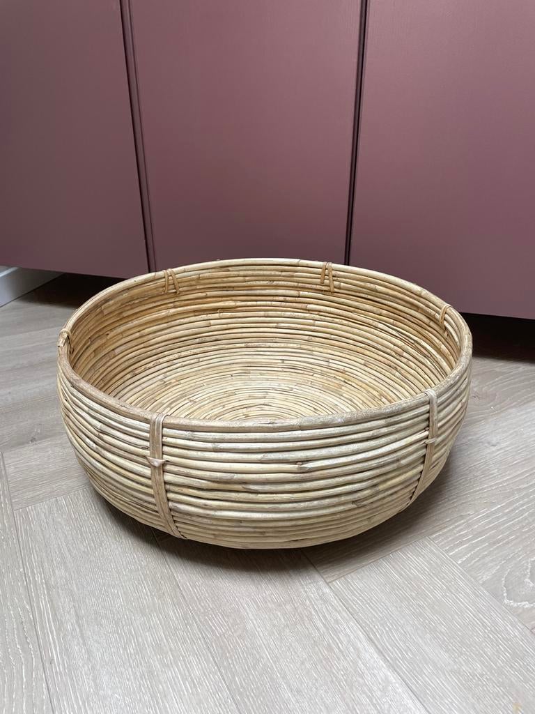 Grote rotan mand - 54 cm breed, 21,5 cm hoog, Ophalen, Mand, Rond, Zo goed als nieuw