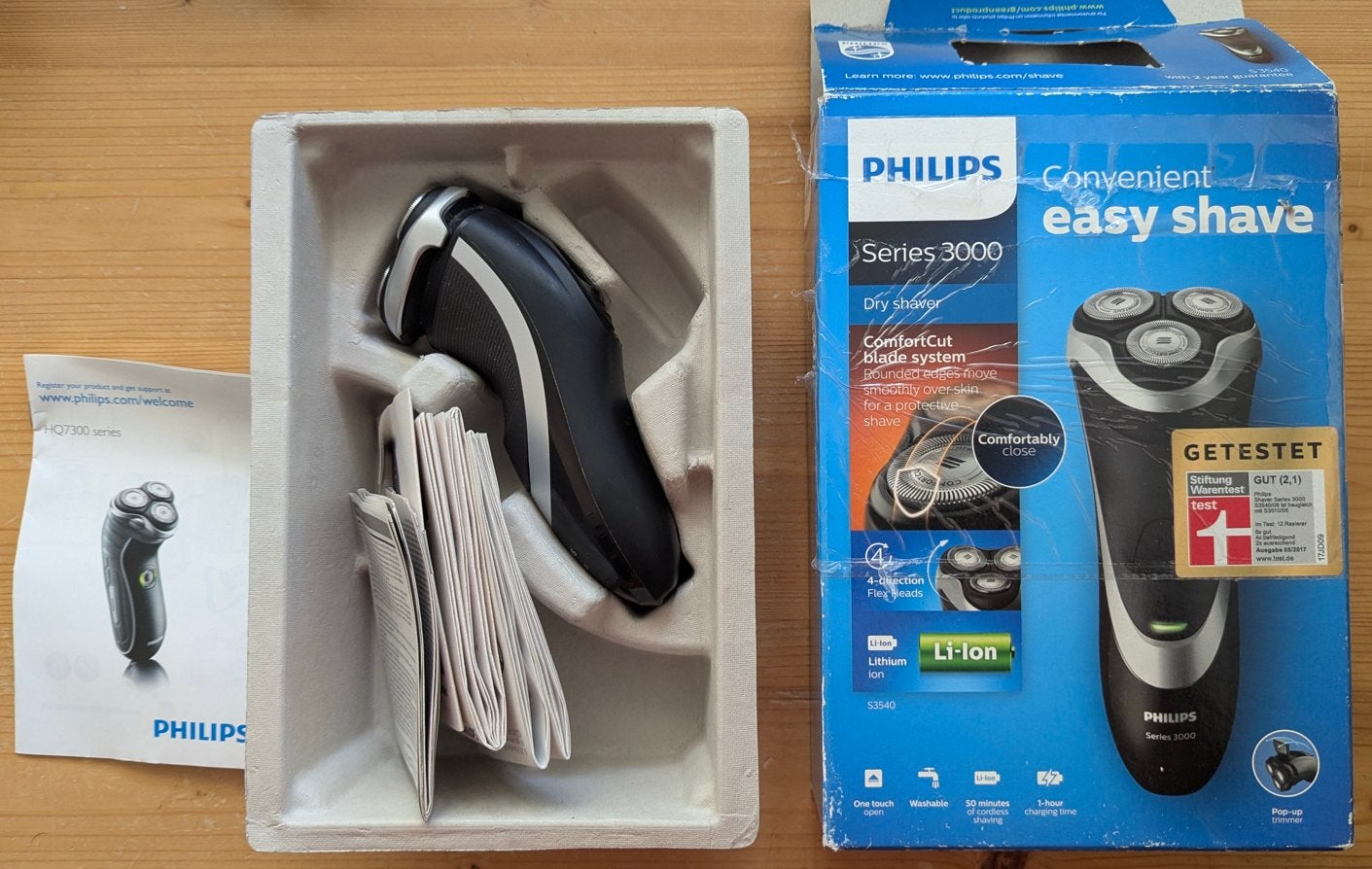 Philips draadloos scheerapparaat met 3 beweegbare koppen, Ophalen, Gebruikt, Scheren en Epileren