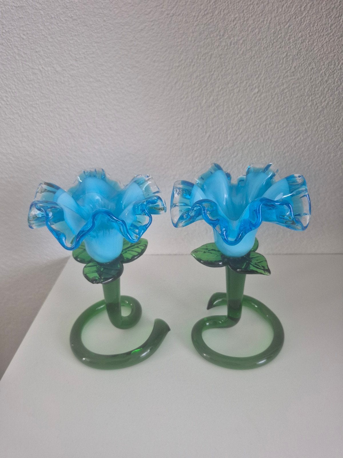 Set van 2 Murano glazen bloem kandelaars, Ophalen of Verzenden