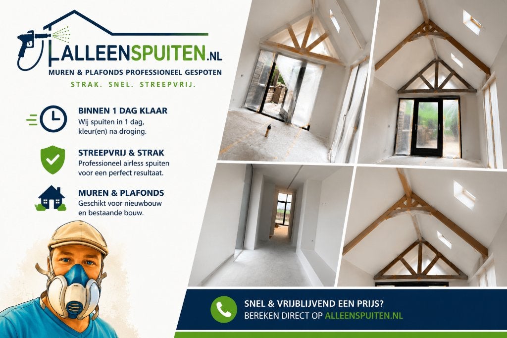 Witten niet je hobby? Wij spuiten het graag wanden & plafond, Ophalen, Nieuw