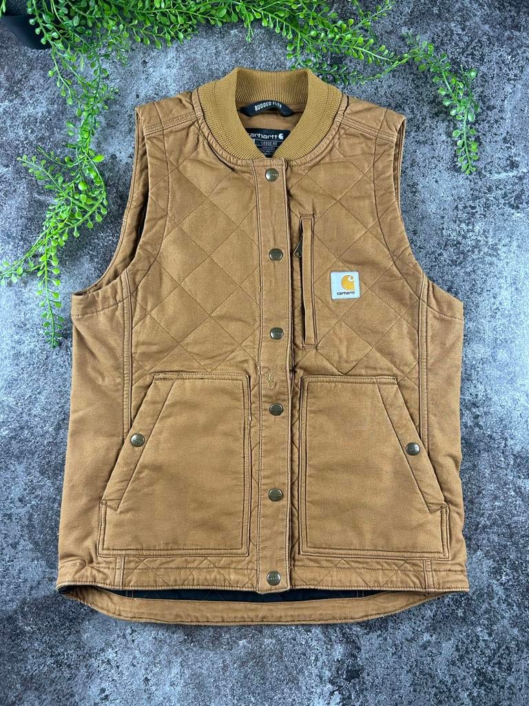 Carhartt Rugged Flex Quilted Bodywarmer/Vest - Bruin (S), Ophalen of Verzenden, Zo goed als nieuw, Maat 46 (S) of kleiner, Bruin