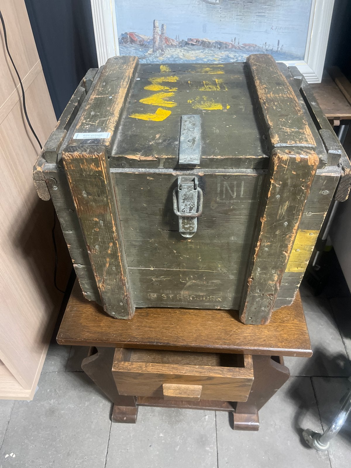 Vintage Legerkist - Robuuste Houten Opbergkist, Ophalen