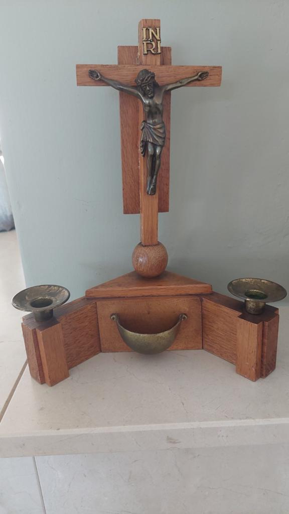 Antiek crucifix (gedenkaltaar). Jaren 20/30, Antiek en Kunst, Antiek | Religie, Ophalen of Verzenden