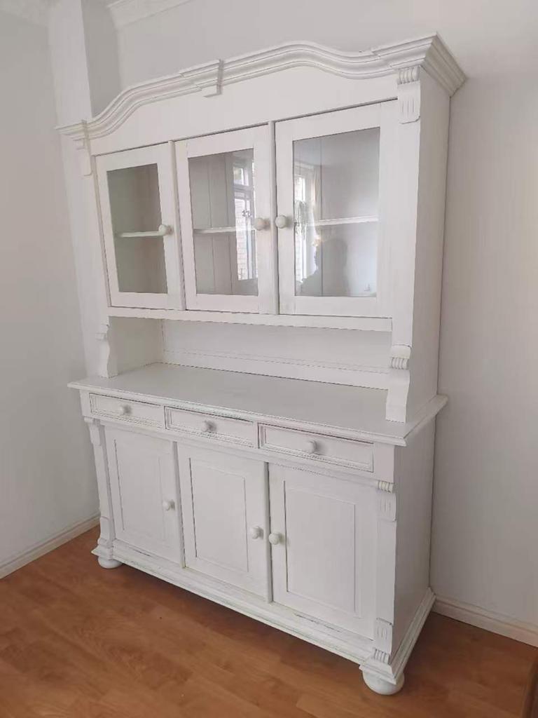 Mooie witte buffetkast met glas, Ophalen of Verzenden
